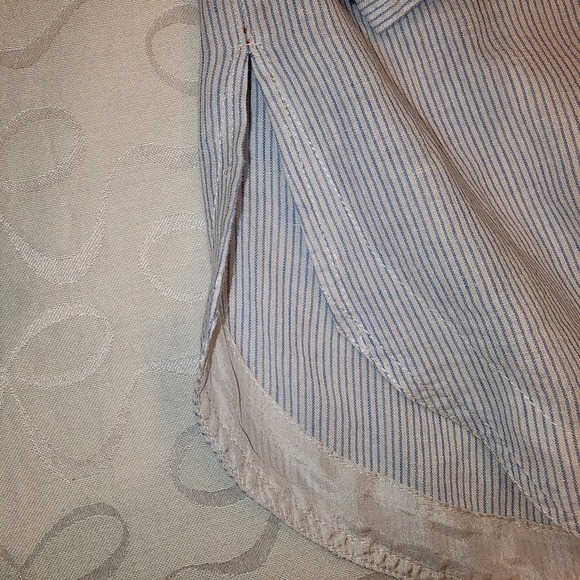 Johnny Was Women Small Blue White Stripe Embroidered Floral Boho Tunic Top Shirt - Picture 6 of 11